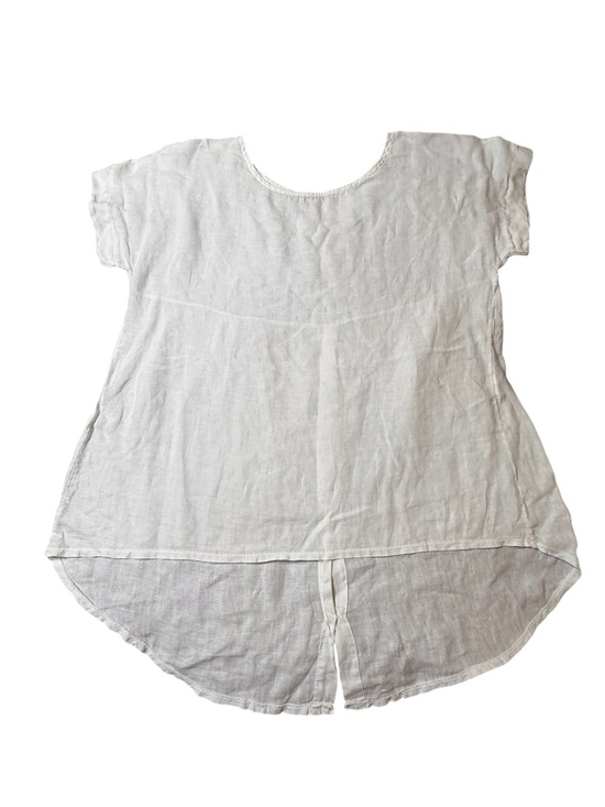 Terzo Millennio Tops - Terzo Millennio White Linen Top M High Low Button Back Tunic Made in Italy Boho